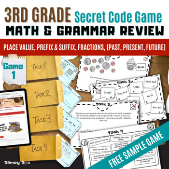 Preview of (freebie) 3rd-Grade Math Review Game: Digital & Printable Escape Room Activity