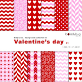Valentine's day digital papers. Backgrounds. Wallpapers.