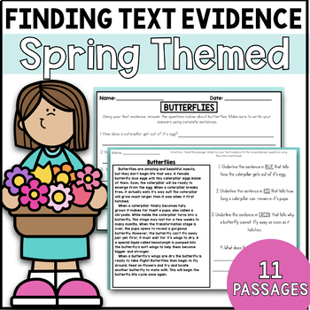 Preview of Text Evidence Reading Comprehension Passages for Spring
