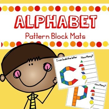 Preview of Alphabet Pattern Block Mats and Task Cards | Fine Motor Practice