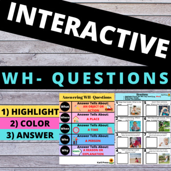 Preview of #touchdown2024 Interactive WH Question Worksheets | SPEECH THERAPY