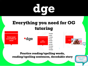 Preview of -dge Trigraph, Orton-Gillingham aligned, Direct instruction, SoR