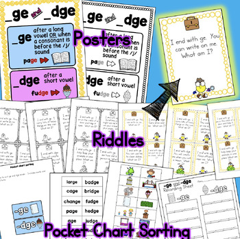 Ge And Dge Word Ending Worksheets Poster And Activity Tpt