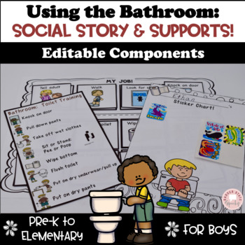 Preview of Toilet Training Social Story Visual Supports Using the Bathroom