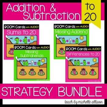 Preview of Addition and Subtraction Within 20 | Boom Cards Math WITH AUDIO!