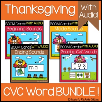 Preview of CVC Words with Short Vowels | Boom Cards with AUDIO