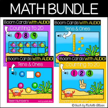 Preview of Kindergarten Counting Games | Math Boom Cards WITH AUDIO