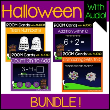 Preview of Math Boom Cards | Halloween Boom Cards WITH AUDIO!