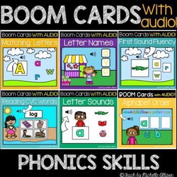 Preview of Phonics Skills | Early Phonics Skills | Boom Cards WITH AUDIO | Back to School