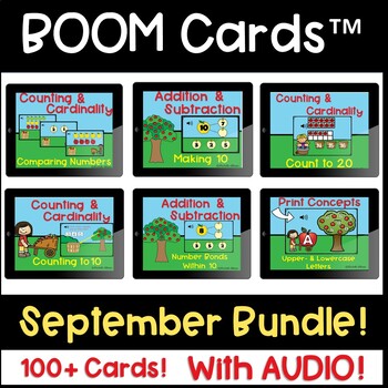Preview of Kindergarten Math Games  | Math BOOM Cards WITH AUDIO!