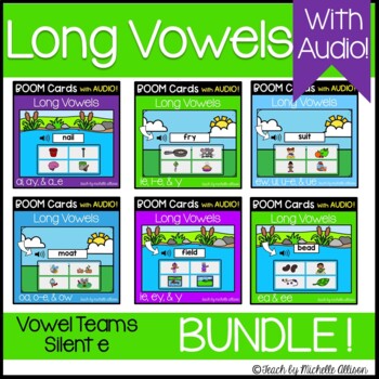 Preview of Vowel Teams | Vowel Pairs | Long Vowels | Boom Cards WITH AUDIO | Back to School