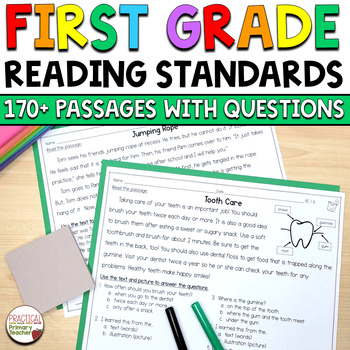 Preview of Reading Comprehension Passages & Questions 1st Grade Reading Standards