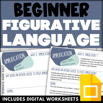 Preview of Figurative Language Posters - Literary Device Vocabulary Worksheets - Beginner