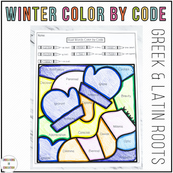 Preview of Winter Activities | Color by Code Greek and Latin Roots