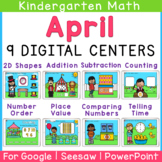April Kindergarten Digital Math Centers | Google Slides | Seesaw