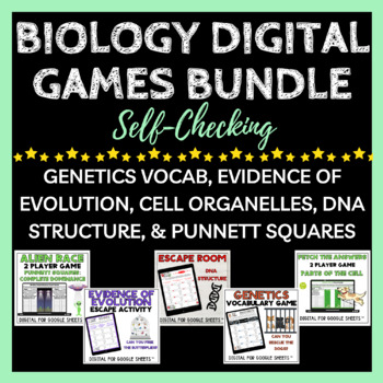 Preview of Biology Digital Games BUNDLE - Self Checking + Engaging!