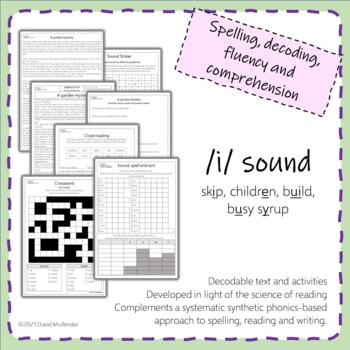 Preview of 'i' phoneme - spelling, decoding, fluency and comprehension pack