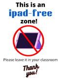 "iPad-Free Zone" Classroom Visual Poster