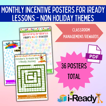 Preview of *iReady Year-Long Monthly Incentive Poster Bundle - Non Holiday Themes*