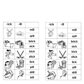 -ick & -ill Word Families (for Word Work or Centers) by Gladys Daniels