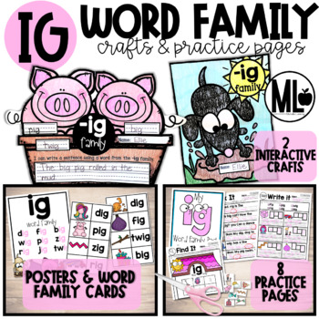 Preview of -ig word family craftivity (CVC-Short i)