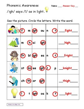 /igh/ says /ī/ Word Family - Phonics Practice by Rebecca's Resource Room