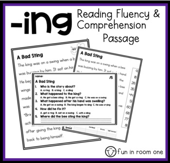 Preview of -ing Reading Fluency and Comprehension Passage