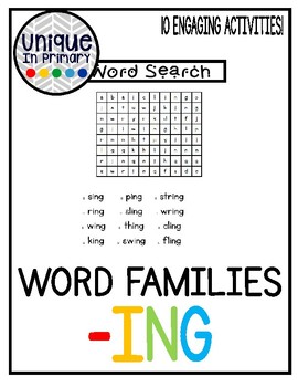 Preview of -ing Word Family Pack NO PREP