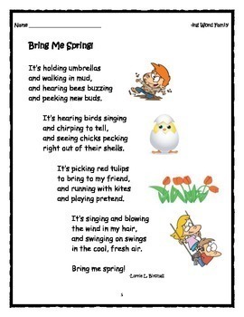 Word Families: -ing Word Family Poems by Cool Teaching Stuff | TpT