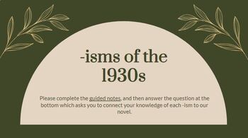 Preview of -isms of the 1930s: Notes Slides and Guided Notes Handout