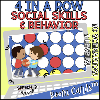 Preview of Social Skills & Behavior Four In a Row Game Boom™ Cards| 30 Scenarios