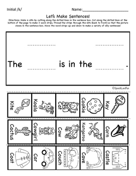 k and g silly sentence worksheets by speech land fun tpt