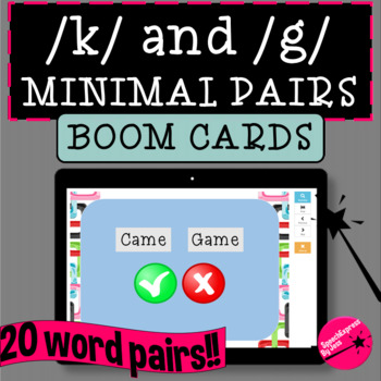 Preview of /k/ & /g/ Minimal Pairs - Voicing BOOM Cards for Distance Learning