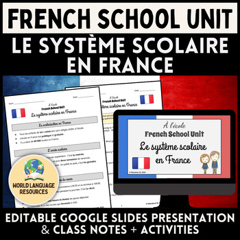 Preview of À l’école: French School Unit - Le système scolaire en France