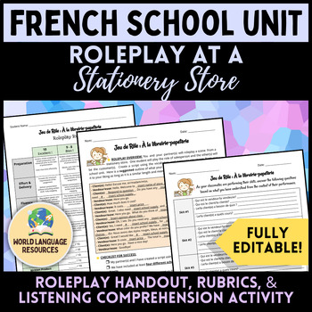 Preview of À l’école: French School Unit - Roleplay Skit at a Stationery Store