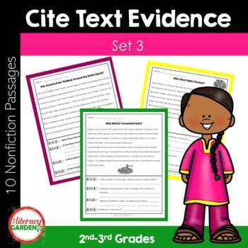 Preview of Cite Text Evidence for Elementary Students - Set 3