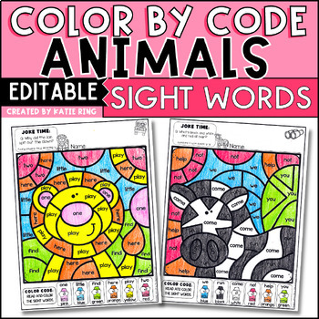 Preview of Editable Color by Code Sight Word Practice Morning Work Worksheets