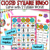 Closed Syllables BINGO Cards - Two Syllable Words