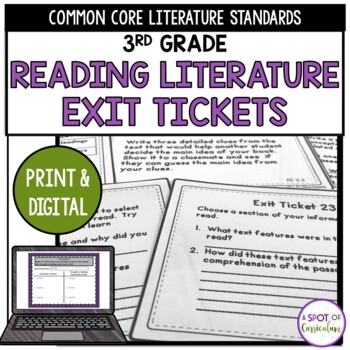 Preview of Standards Based Reading Exit Tickets - 3rd Grade Literature