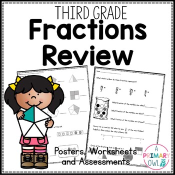 Preview of Third Grade Fractions Review Posters Printables and Assessment