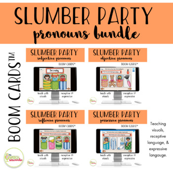 Preview of Slumber Party Pronouns Boom Cards™ BUNDLE