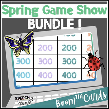 Preview of Spring Language Boom Cards™ Bundle Game Shows | Spring Language Trivia Games
