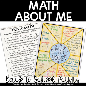 Preview of EDITABLE Math About Me Project - Back to School Printable Digital