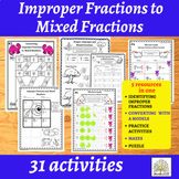 Converting Improper fractions to Mixed numbers Activities 