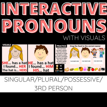 Preview of #halfoffhalftime INTERACTIVE PRONOUNS | VISUALS | SPEECH THERAPY