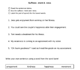 -ment & -ness Noun Suffixes Read and Write Sentences Works