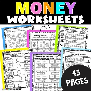 Preview of Money Worksheets Counting Coins Activities 1st 2nd Grade Morning Work Practice
