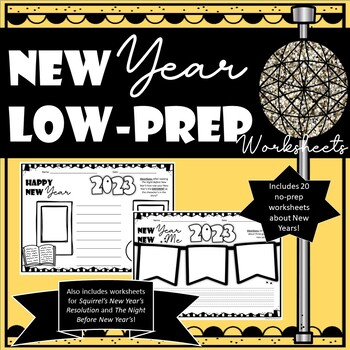 Preview of #newstart24 New Year's-  Easy No Prep Worksheets- Printable Resolutions 24/25