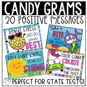 Preview of Positive Affirmations | State Testing Printable Notes | Candy Grams