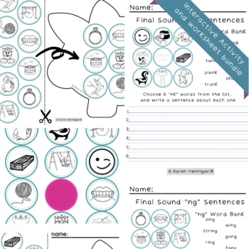 Preview of ‘ng’ and ‘nk’ Digraph Final Sound Interactive Activity and Worksheets